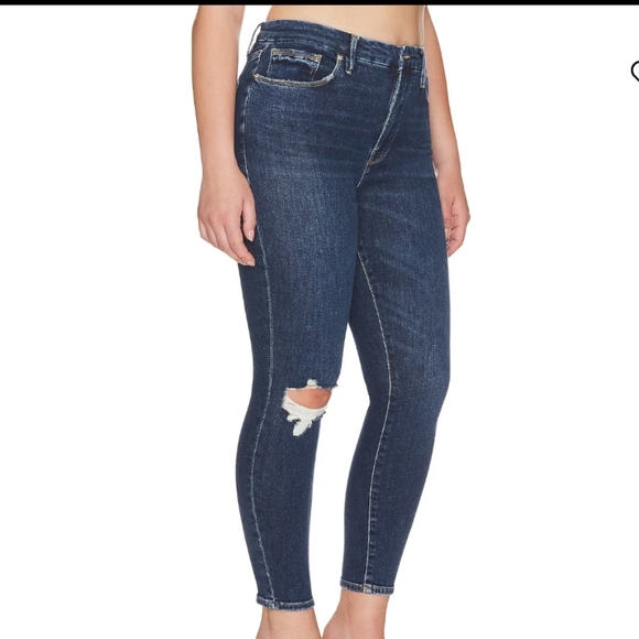 Good American Good Waist Crop Jeans in blue Indigo379 size 16W - Picture 3 of 17